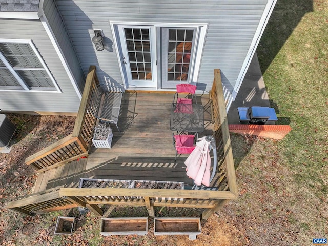 wooden terrace with cooling unit