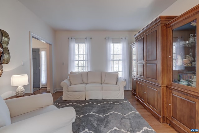 living room featuring dark hardwood / wood-style floors