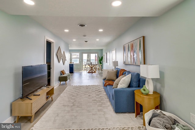 living room featuring light hardwood / wood-style flooring