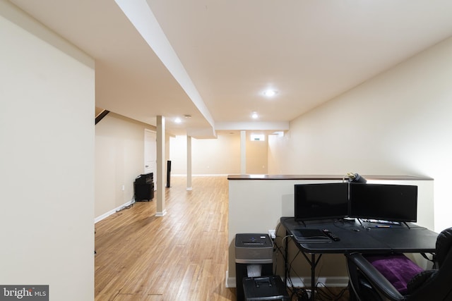 office space featuring light hardwood / wood-style flooring