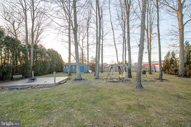 view of yard with a playground