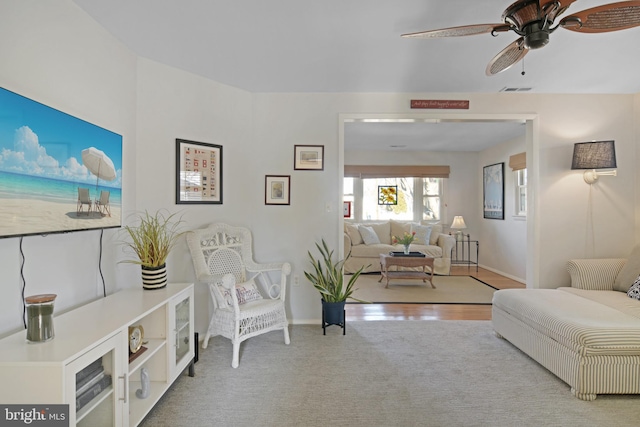 204 E Marengo, Saint Michaels, MD 21663 - carpeted living room featuring ceiling fan
