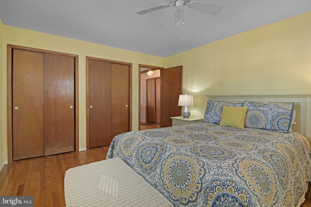 204 E Marengo, Saint Michaels, MD 21663 - bedroom with hardwood / wood-style flooring, ceiling fan, and multiple closets