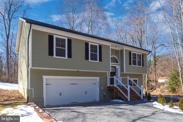 raised ranch with a garage