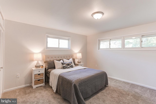 carpeted bedroom with multiple windows