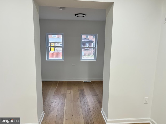 empty room featuring light wood-type flooring