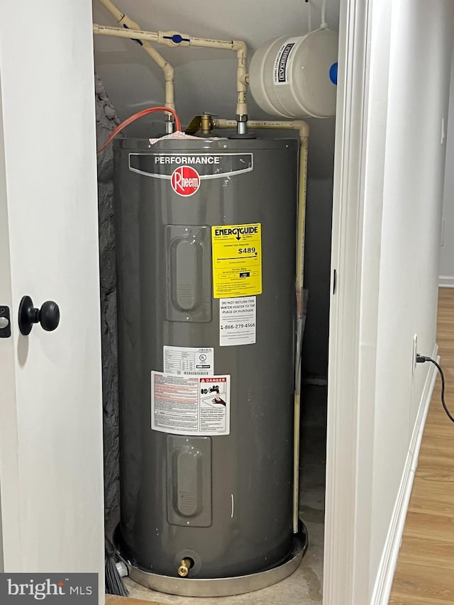 utility room with water heater