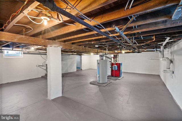 basement featuring water heater