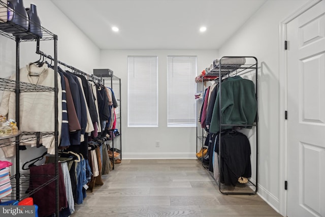 spacious closet with light wood-type flooring