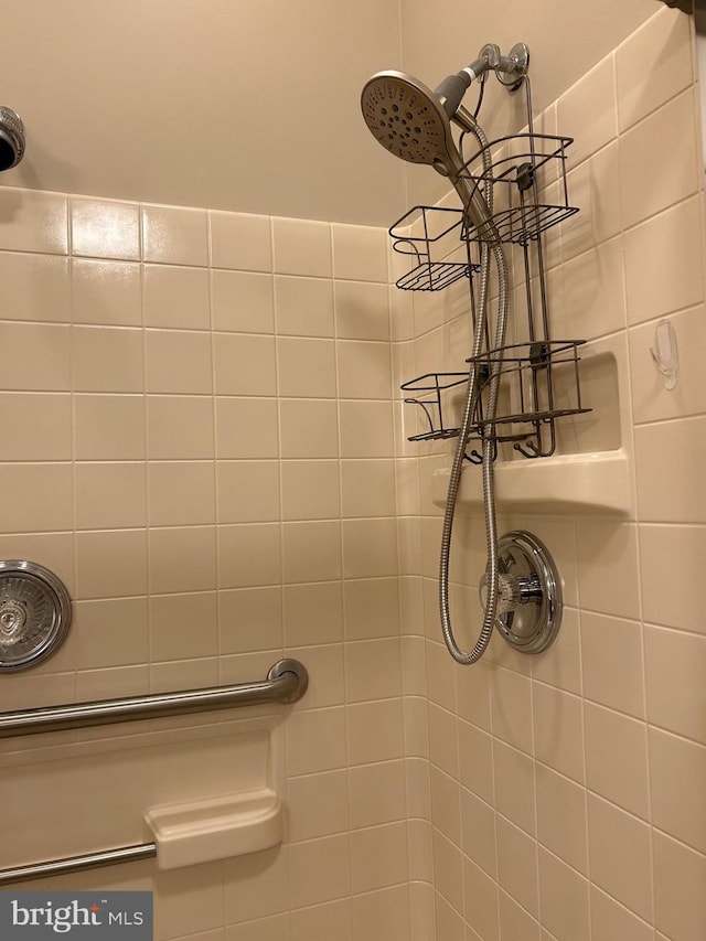 interior details featuring tiled shower