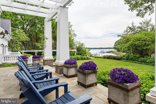 948 Melvin Rd, Annapolis, MD 21403 - view of patio with a water view, a pergola, and a porch