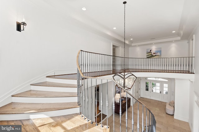 948 Melvin Rd, Annapolis, MD 21403 - staircase with crown molding, recessed lighting, and baseboards
