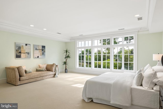 948 Melvin Rd, Annapolis, MD 21403 - carpeted bedroom with ornamental molding, baseboards, a tray ceiling, and recessed lighting