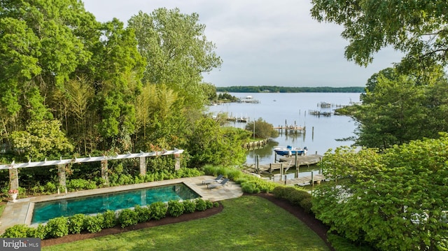 948 Melvin Rd, Annapolis, MD 21403 - outdoor pool featuring a water view and a boat dock