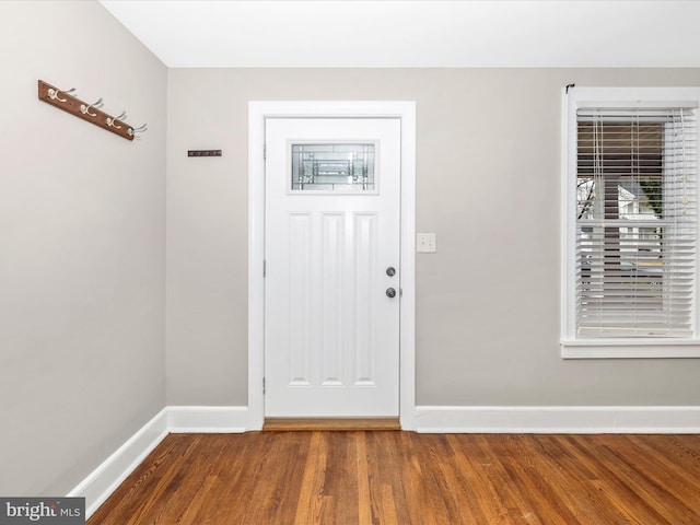 entryway with wood-type flooring