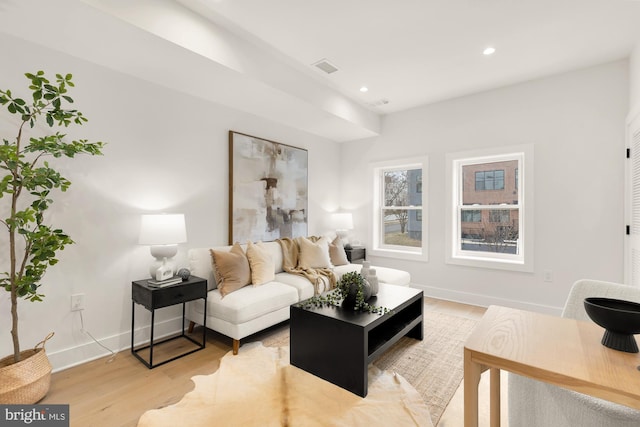 living room featuring light hardwood / wood-style flooring