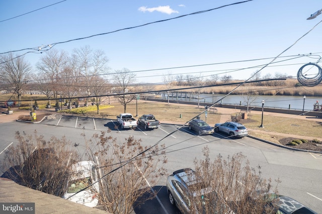 view of road featuring a water view