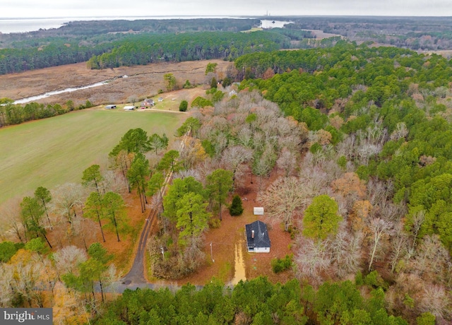 birds eye view of property featuring a rural view