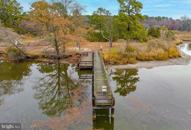 view of dock featuring a water view