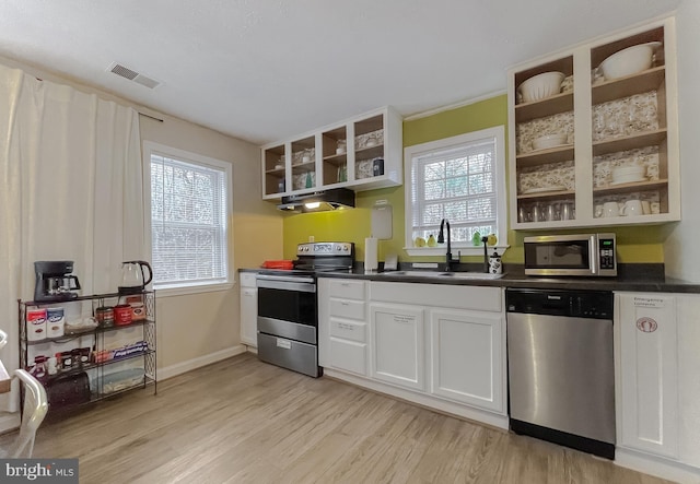 kitchen with white cabinetry, sink, a wealth of natural light, and stainless steel appliances