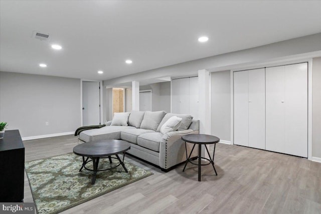 living room featuring light hardwood / wood-style floors