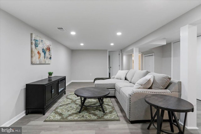 living room featuring wood-type flooring