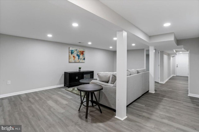 living room with wood-type flooring