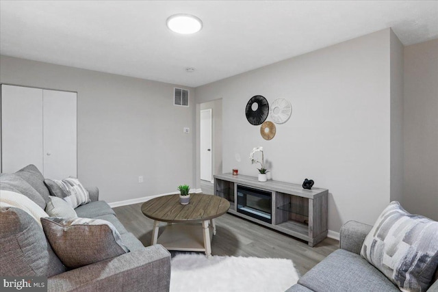 living room featuring light wood-type flooring