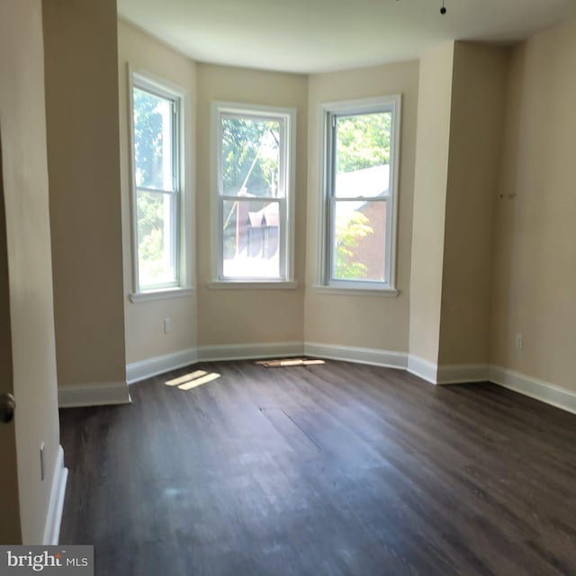 empty room featuring dark hardwood / wood-style flooring