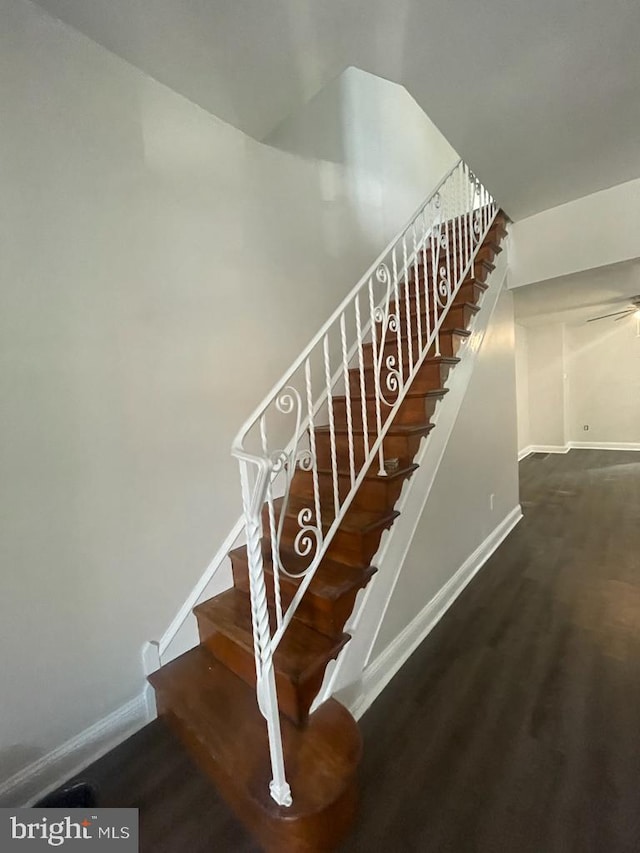 stairs with wood-type flooring