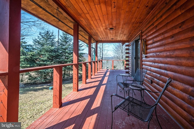 wooden deck featuring a porch