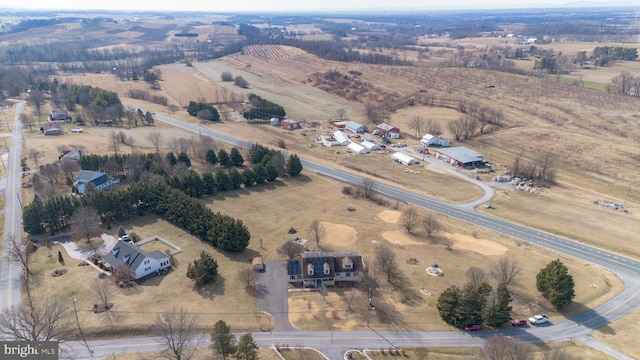 aerial view featuring a rural view