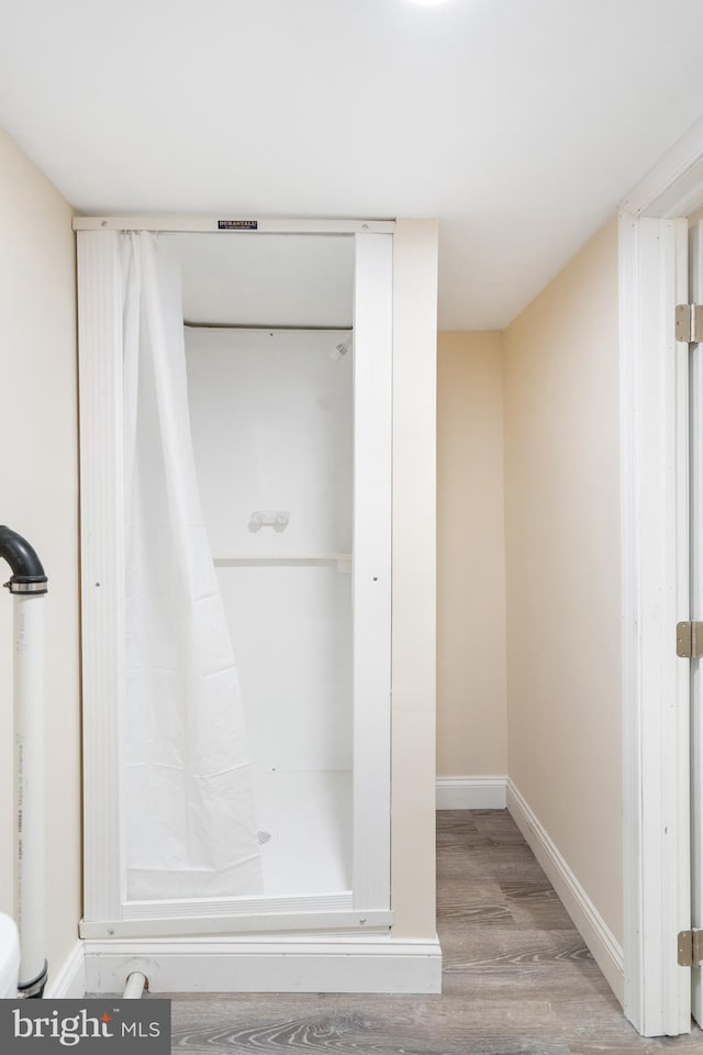 bathroom featuring baseboards and wood finished floors