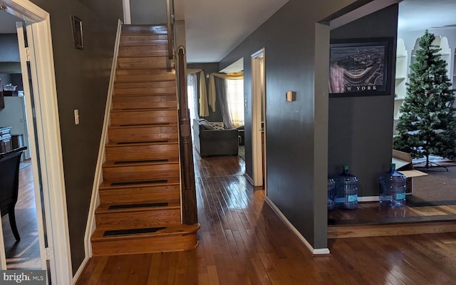 hall featuring dark hardwood / wood-style flooring