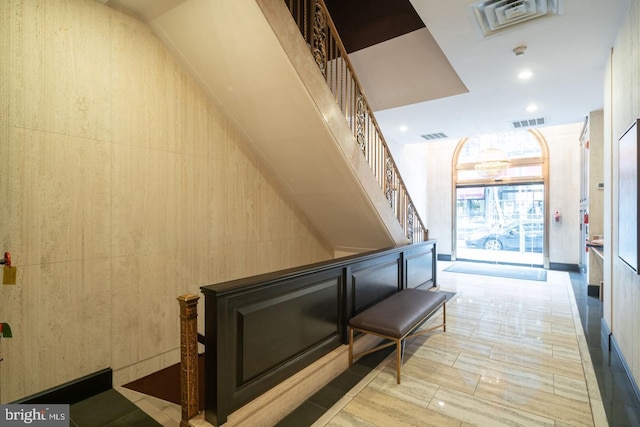 hall featuring light wood-type flooring