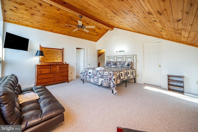 3084 Lake Shore Dr, Oakland, MD 21550 - bedroom featuring carpet, wooden ceiling, and lofted ceiling with beams