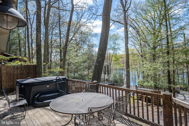 3084 Lake Shore Dr, Oakland, MD 21550 - deck featuring outdoor dining space and a hot tub