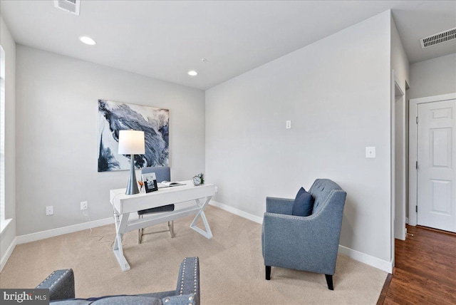 office featuring hardwood / wood-style flooring