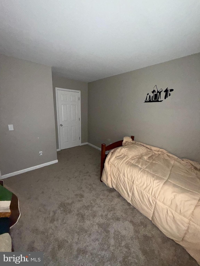 bedroom with baseboards and carpet floors