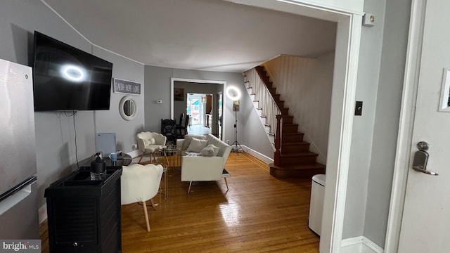 living room with wood-type flooring