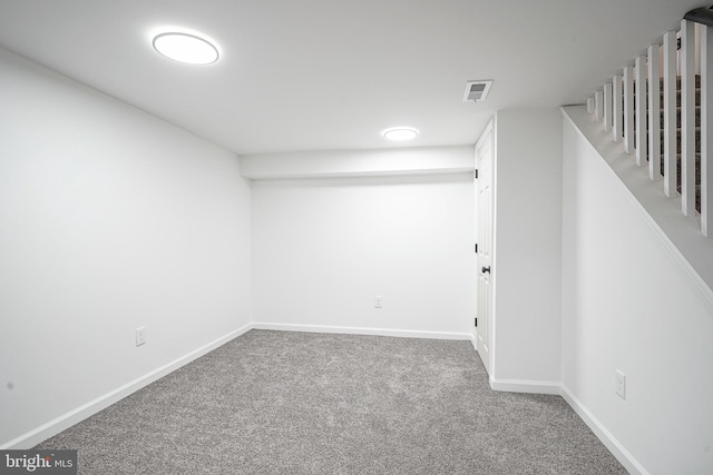 basement with carpet