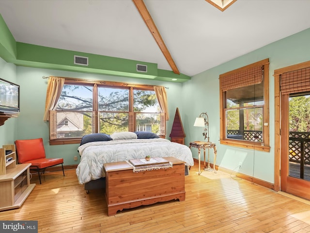 3137 18th St NE, Washington, DC 20018 - bedroom with access to outside, visible vents, baseboards, and light wood-type flooring