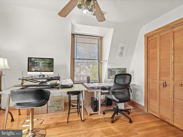 3137 18th St NE, Washington, DC 20018 - office with a ceiling fan and wood finished floors