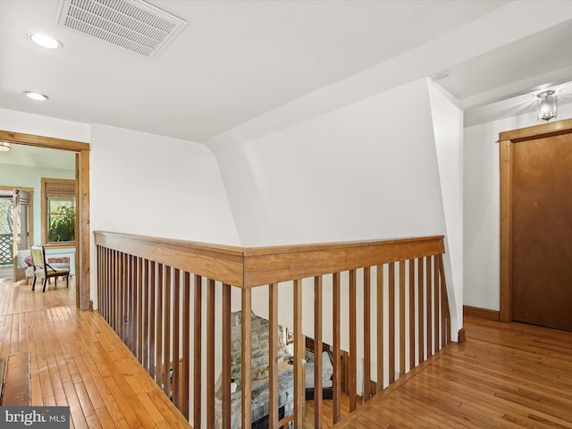 3137 18th St NE, Washington, DC 20018 - corridor with an upstairs landing, visible vents, recessed lighting, and wood-type flooring