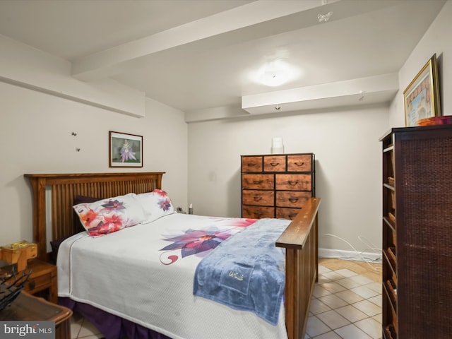 3137 18th St NE, Washington, DC 20018 - bedroom with beamed ceiling and tile patterned flooring