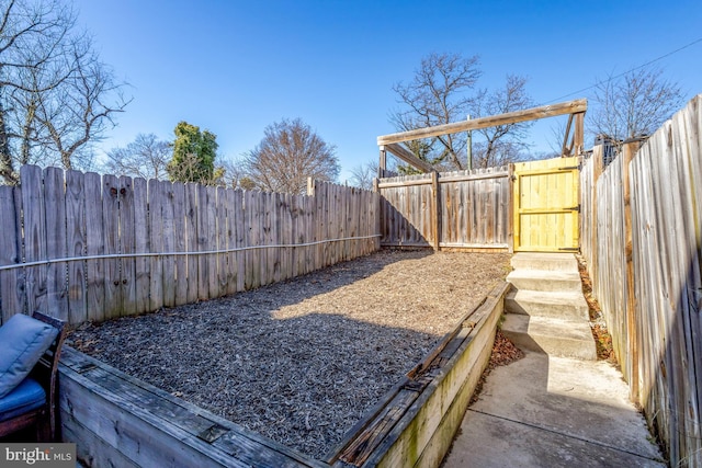 view of yard with a fenced backyard