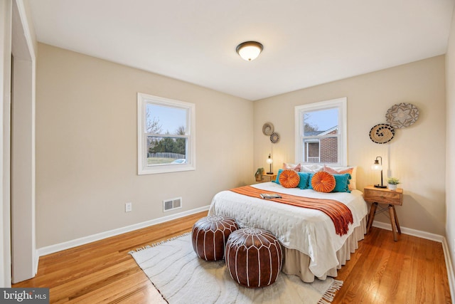 bedroom with wood-type flooring