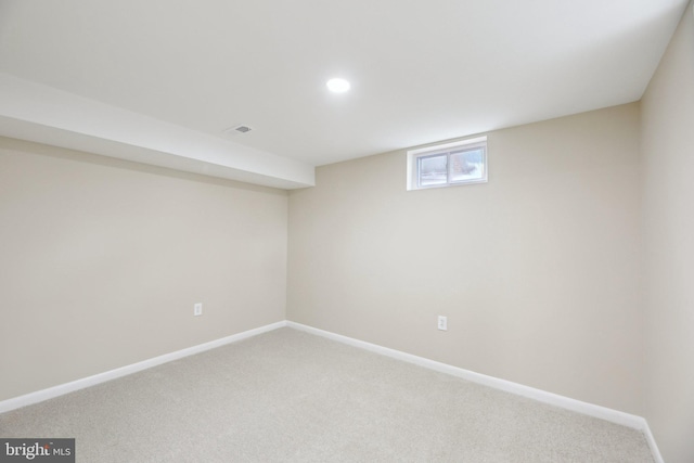 basement with carpet