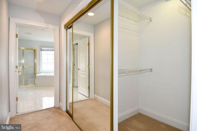 spacious closet with carpet floors