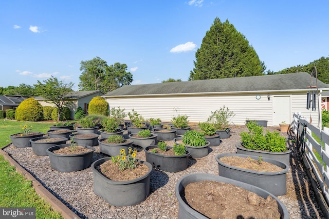 view of patio / terrace with a vegetable garden